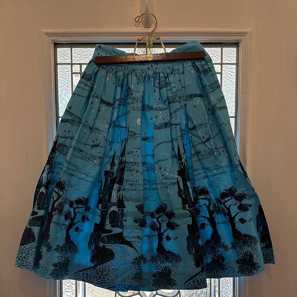 Disney Pinup Couture, Blue Castle Print Skirt